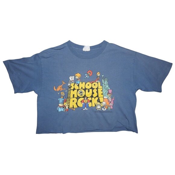 Vintage 1995 School House Rock Cartoon Made USA Classroom Learning Half T-shirt - Picture 1 of 7